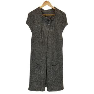 BCBGMAXAZRIA Womens Gray Cap Sleeve Long Duster Cardigan Size Large